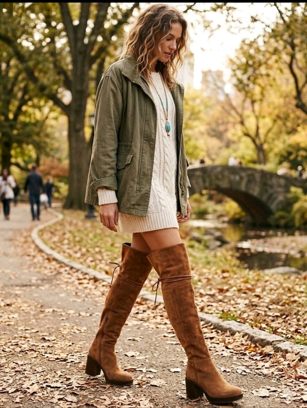 Free People Over The Knee Suede Platform Block Heel Tan Retro 70s Boot Sz 9.5 40